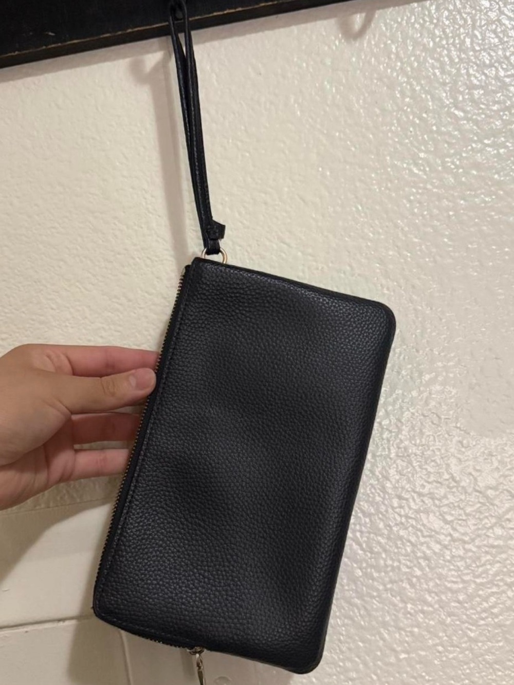 Coach Black Leather Wristlet with Gold Logo - Picture 2 of 8